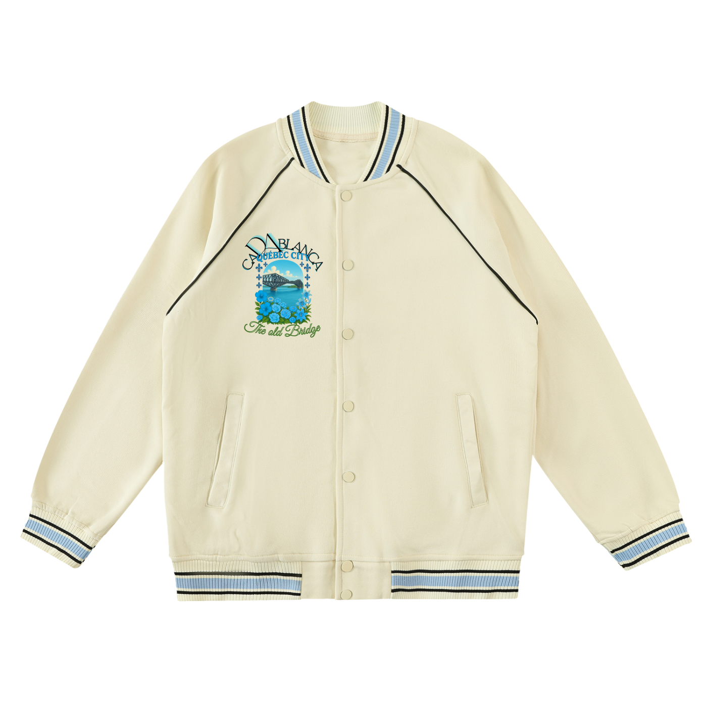 Contrast Trim Raglan Varsity Jacket