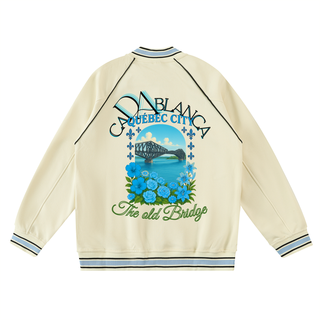 Contrast Trim Raglan Varsity Jacket