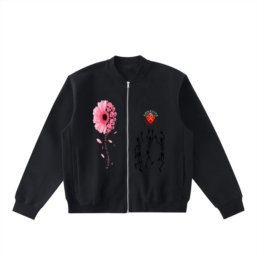 Essential Zip-Up Fleeced Varsity Jacket