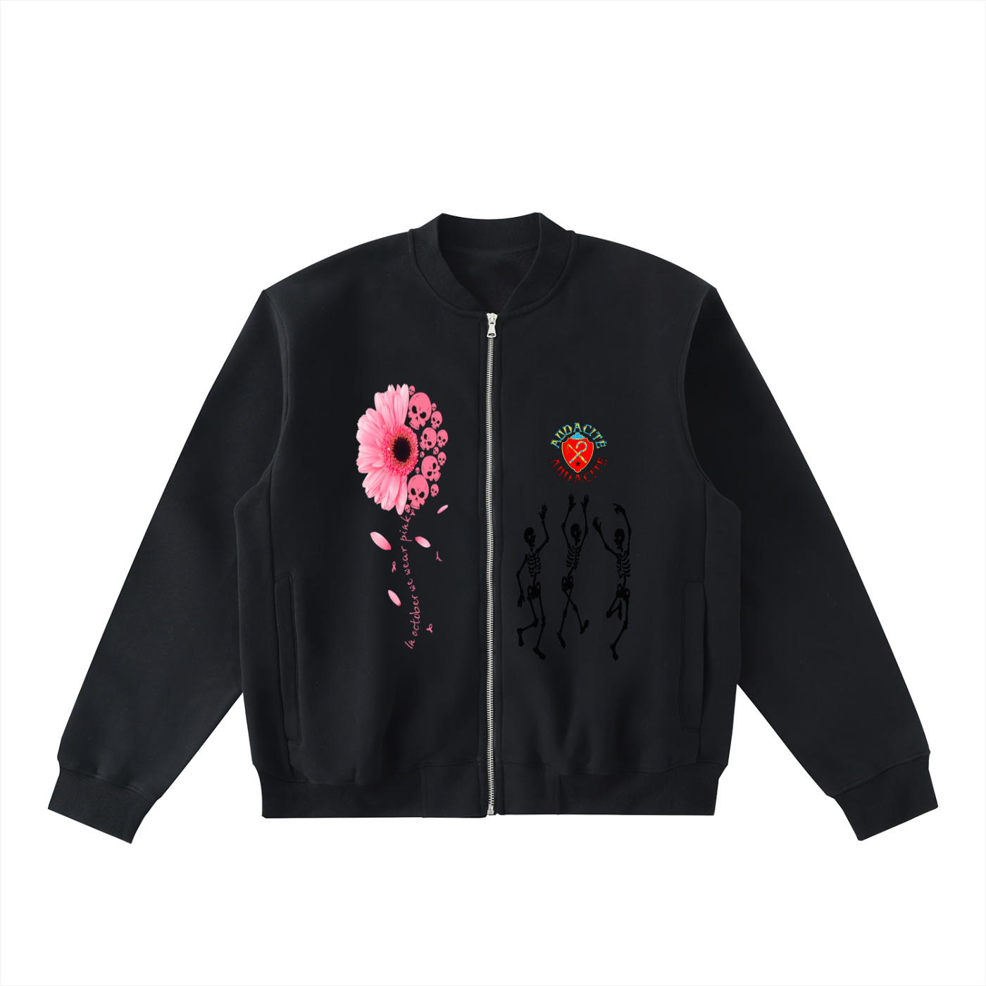 Essential Zip-Up Fleeced Varsity Jacket