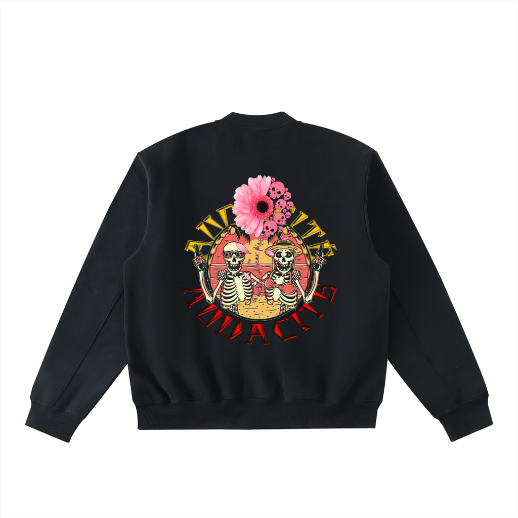 Essential Zip-Up Fleeced Varsity Jacket