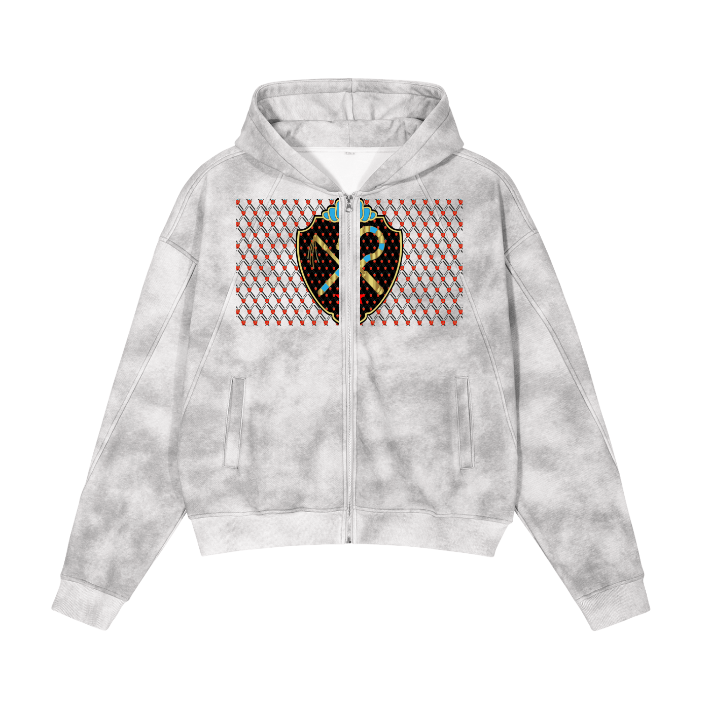 Dirty Washed Zip-Up Fleece Hoodie