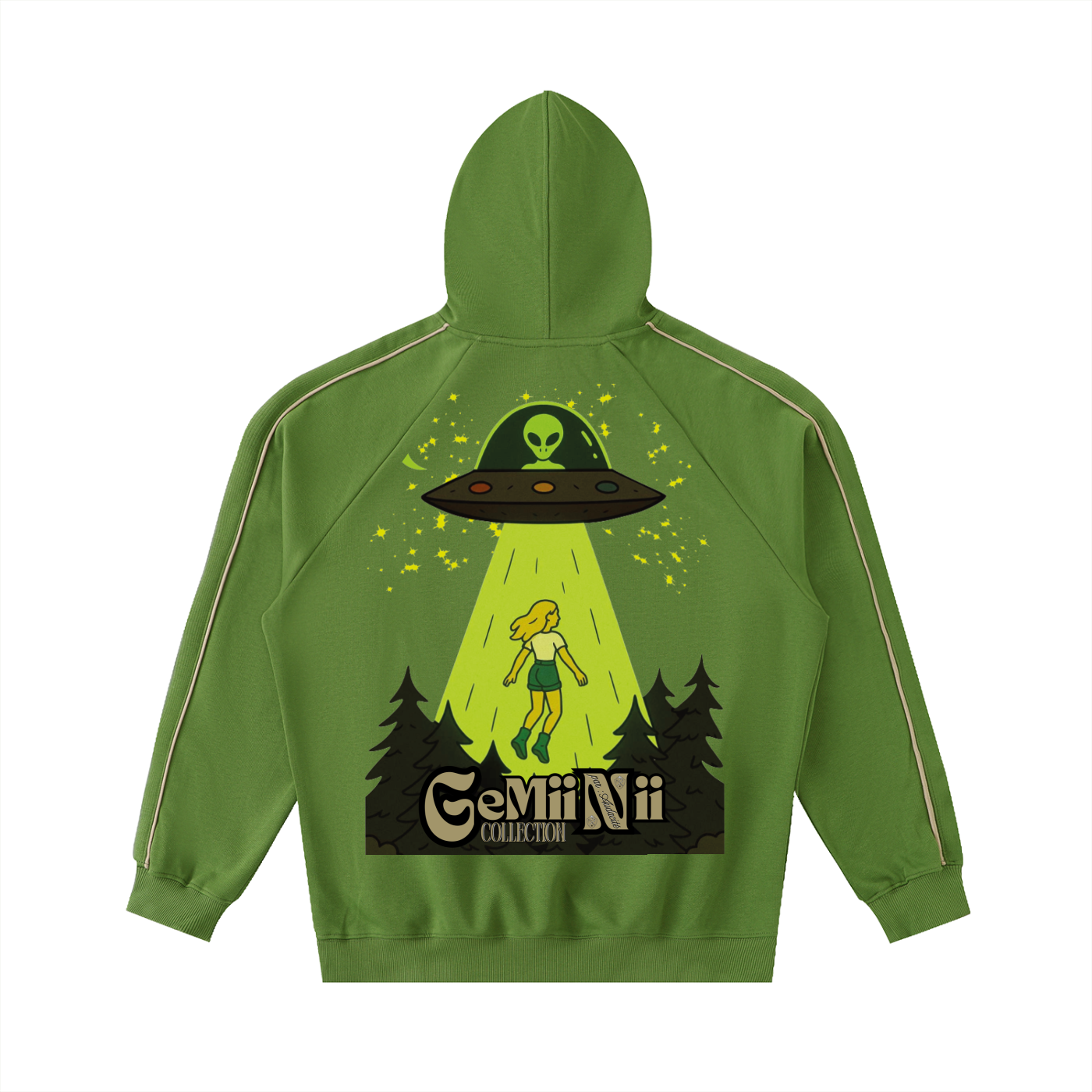 Contrast Piping Raglan Hoodie