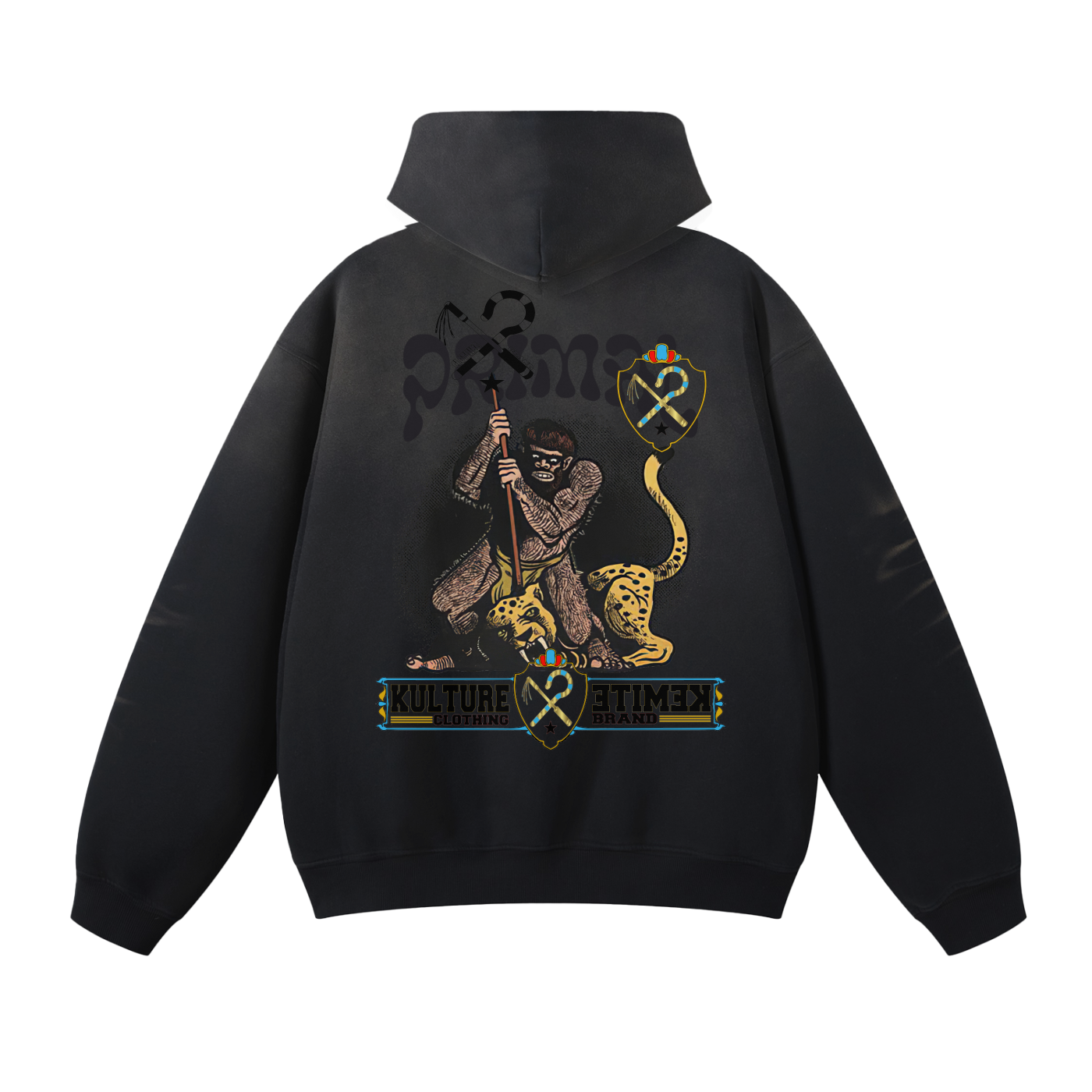 Streetwear Unisex Monkey Washed Dyed Fleece Hoodie